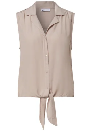 Street One - Blusentop mit Bowling-Kragen und Knoten clay sand - Gr. - 40