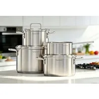 Hanseatic Topf-Set DAILY, mit Antihaftbeschichtung, Edelstahl 18/10 (Set, 7-tlg., Stielkasserolle 16 cm, Kochtopf 16/20/24 cm), für alle Herdarten, Induktion