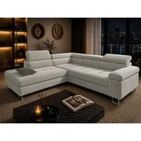 Goldstoff Ecksofa mit Schlaffunktion, Cord Couch für Wohnzimmer - Cord Ecksofa, Cord Sofa VOYAGE 2 Teile, Großer Bettkasten