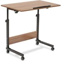 ELONEO Beistelltisch Holz & weiß, mit Rollen, 47,5x80cm, höhenverstellbar 65,5 bis 90cm