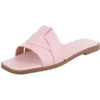 Ital-Design Stylische Slide-Sandalen mit Kreuzband für Damen Pantolette (91117217) Blockabsatz Pantoletten in Rosa