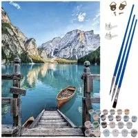 MAALEO Malen nach Zahlen Gemälde Berglandschaft Leinwand Malset (Spar-Set, Wanddekoration), Klare Nummerierung erleichtert die Farbauswahl