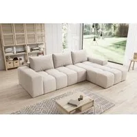PROMETO Möbel Ecksofa Cento Couch L-Form,Sofa Links/Rechts Teddy-Bouclé, Web oder Cord-Stoff