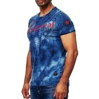 R-NEAL T-Shirt Batik T-Shirt Stretch Herren Kurzarm Shirt Verwaschen S M L XL XXL 3XL