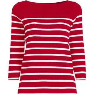 Gestreiftes Baumwollshirt mit 3/4-Ärmeln für Damen in Plus-Größe, Damen, size: plus, Braun, Baumwolle, by Lands' End