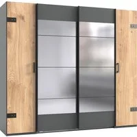 Wimex Schwebetürenschrank Stockholm, Schlafzimmerschrank mit Industrial-Look, rustikale Optik Kleiderschrank mit Spiegel BESTSELLER Schrank Garderobe