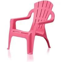 KHG Kinderstuhl Gartenstuhl mit Armlehnen, Sessel für Kinder mit 20 cm Sitzhöhe (aus Kunststoff stapelbar, kippsicher, wetterbeständig), Stapelbar, Kindgerecht, Vollkunststoff, Pink