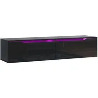 SONNI TV-Schrank Schwarzer Wandhalter Minimalistischer TV-Ständer mit LED-Beleuchtung