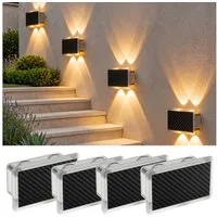 oyajia LED Außen-Wandleuchte Solar Wandleuchte Aussen 2/4 Stück, Einstellbar Solarlampen für Außen, LED fest integriert, RGB, RGB 7 Farben Solarleuchte für Zaun Wand Terrasse Garten Balkon Deko