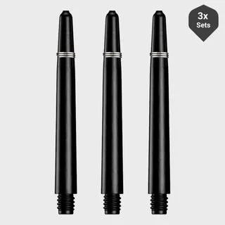 Kunststoff Dart Schäfte Einfarbig (3 Sets) - Schwarz / Medium (49mm)