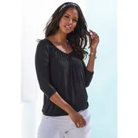 LASCANA 3/4-Arm-Shirt mit zarter Raffung am Ausschnitt aus luftigem Viskose-Stretch