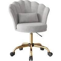 HawthyHome Bürostuhl Schreibtischstuhl mit Blütenrückenlehne, drehbar und höhenverstellbar (1 St), Samtbezug mit Kopfkissen, ergonomischer Stuhl