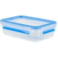 CLIP & CLOSE Frischhaltedose 0,8 Liter transparent/blau, rechteckig, Klassikformat