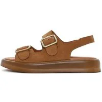 Derimod Sandalen aus Veloursleder Sandale Echtes Wildleder, Lederfutter, Verstellbare Riemen, Plateau-Design