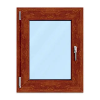 Kunststofffenster Holzoptik, Golden Oak außen, Weiß innen, aluplast IDEAL 4000, 510 x 510 mm, individuell konfigurieren