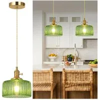 Rosnek Pendelleuchte Vintage LED Glas Hängelampe mit E27 Fassung und Glühbirne, LED wechselbar, Höhenverstellbar Warmweiße Hängeleuchte für Esstisch