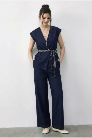 Weste und Hose Zweiteiliges Set mit Belt-Detail