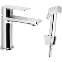 Aqualine Waschtischarmatur Waschbecken-Armatur mit Bidet-Handbrause, Chrom Aqualine-SK401