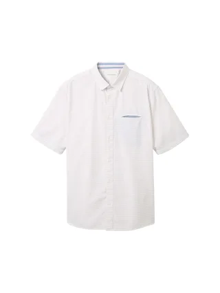 Tom Tailor - Strukturiertes Kurzarmhemd white colored dots structure - Gr. - S