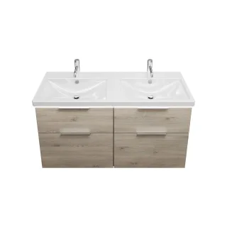 Burgbad Keramik Waschtisch-Set Eqio Eiche Dekor Flanelle/Alpinweiss, SEZD123F2632C0001 SEZD123F2632C0001