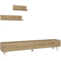 en.casa TV-Schrank »Saarijärvi« Fernsehtisch mit 2 Regalen Eiche-Optik