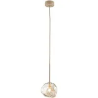 Licht-Erlebnisse Pendelleuchte UMERA, ohne Leuchtmittel, Metall Rauchglas G9 rund D: 15 cm H: max. 150 cm Beige Cognac Modern