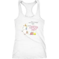 MoonWorks Tanktop Damen Tanktop Nur Verrückte hier komm Einhorn wir gehen Unicorn Sprüche Spruch Racerback Moonworks®