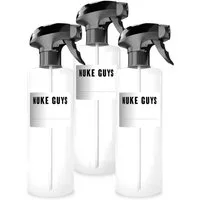 Nuke Guys Sprühflasche Leerflasche je 500ml mit Sprühkopf, Transparent - Kunststoff + Etikett, (3-tlg), Chemiebeständig, PET Kunststoff, Ergonomisches Design