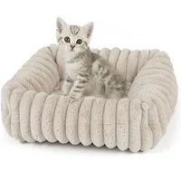 Wallace & Jones Tierbett Katzenbett Mary, edle Cordstoff-Optik, gepolsterte Seitenwände, sand, ca. 71 x 58 x 18 cm