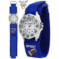 Pacific Time Quarzuhr Kinder Armbanduhr Football Stoffarmband Klettverschluß, Gratis Versand