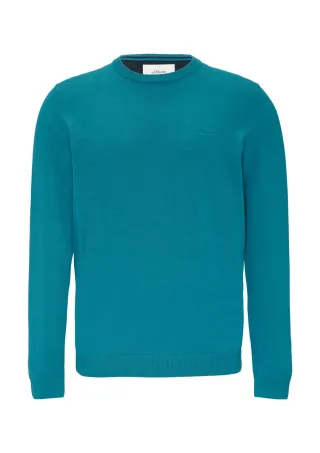 s.Oliver Red Label - Strickpullover mit Logo-Stickerei blau - Gr. - XL