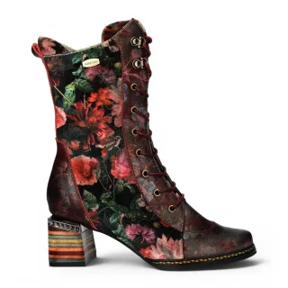 Laura Vita Goth Victorian Floral Wine Leather High Schnürstiefel für Frauen – Ibcano-15