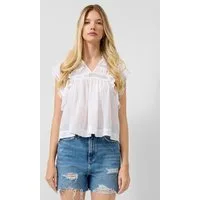 QS Kurzarmbluse Bluse Transparentes Blusentop mit Rüschen