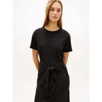 Tommy Hilfiger Shirtkleid CO SLUB KNOT MIDI DRS mit Bindegürtel
