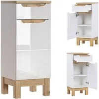 Lomadox Hochschrank SOLNA-56 Badmöbel inkl. Standfüßen, Hochglanz weiß, BxHxT ca. 35x86x33cm