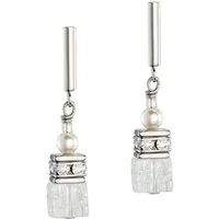 COEUR DE LION Paar Ohrstecker Schmuck Edelstahl GeoCUBE® Precious Fusion Pearls Würfelkette, Made in Germany - mit Swarovski® Kristall, Strassstein, Schmuckstein