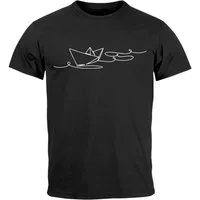 Neverless Print-Shirt Herren T-Shirt Boot Polygon Papier-Schiff Origami Aufdruck Print mit Print