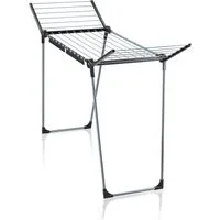Leifheit Wäscheständer Standtrockner Pegasus 150 Solid Slim Black, 15m Trockenlänge, 105cm Flügelhöhe, schmal (55cm), zusammenklappbar