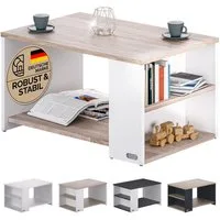 Casaria Couchtisch Santa Cruz, Wohnzimmertisch Stauraum Holz Weiß Eiche 90x60x50cm Ablage Sofatisch