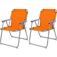 Mojawo Klappstuhl 2 Stück Campingstuhl Stoff Oxfort Metall Orange