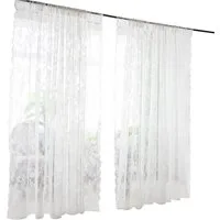 BTTO V&G Vorhang Weiße Spitze Vorhang Blumen Stickerei Voile Vorhang,Stangentaschen (1 St), Transparent Gardinen, Vorhang Raffhalter Wohnzimmer Schlafzimmer Küche