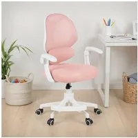 IDIMEX Schreibtischstuhl ISLA, Kinder Bürostuhl mit Fußstütze ergonomisch höhenverstellbar Rosa