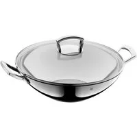 WMF Wok Wok mit Glasdeckel, 36 cm, Cromargan® Edelstahl rostfrei 18/10 (2-tlg., 1x Wokpfanne 36 cm, 1x Glasdeckel), spülmaschinengeeignet