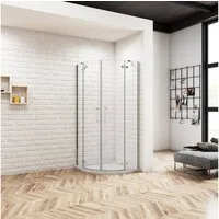 duschspa Runddusche 195cm Runddusche Viertelkreis Schaniertür Duschabtrennung Duschkabine, BxT: 80x80 cm, Set, Falttür mit Festteil, ebenerdiger Einbau möglich
