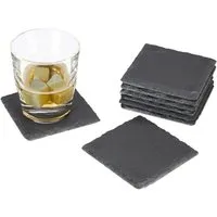 relaxdays Getränkeuntersetzer Schiefer 8er Set