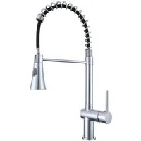 AICA Küchenarmatur Wasserhahn küche mit ausziehbarer Brause, 360° drehbar, Zinklegierung Hochdruck-Mischbatterie, Messingeinsatz, 2 Sprühfunktionen