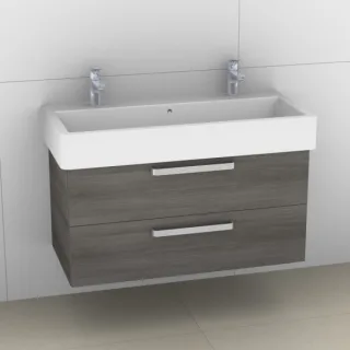 Artiqua 411 Waschtischunterschrank für Vero 045410 mit 2 Armaturbohrungen Graphit Struktur quer, 411 411-WU2L-D23-7098-401