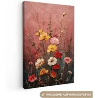 OneMillionCanvasses® Leinwandbild Blumenstrauß - Feine Details - Rosa, Fotodruck (1 St), Leinwand Canvas Wandbild, Wanddekoration 20x30 cm