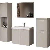 welltime Badmöbel-Set PARLA, (Komplett-Set, 5-St), Waschtisch inkl. Waschbecken, Spiegel, Hochschrank und Hängeschrank