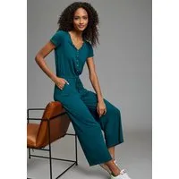 KangaROOS Culotte-Overall wadenlanger Overall, figurumspielende Passform, Kurzarm-Design